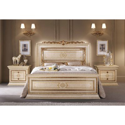  LEONARDO LUX łoże King  - 180 x 200 cm Z DEKORACJĄ - ekskluzywny komplet do sypialni z meandrem Versace