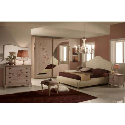 MIMOSO  włoska stylowa sypialnia w kolorze beżowym postarzanym komplet