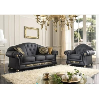 sofa EMPOR ROYALE 3 osobowa kanapa w skórze,  meandrem Versace włoskie meble